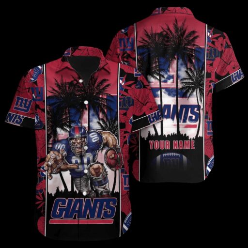 Personalized Hawaiian New York Giants Sunset Blitz Hawaiian Shirt