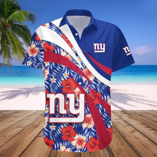 Hawaiian New York Giants Tropical Hibiscus Hawaiian Shirt