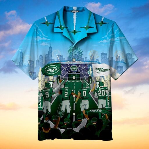 Hawaiian New York Jets Skyline Victory Hawaiian Shirt