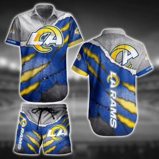 Hawaiian Los Angeles Rams Torn Stripe Hawaiian Shirt