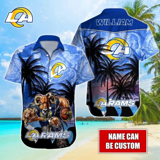 Personalized Hawaiian Los Angeles Rams Stormy Sunset Hawaiian Shirt