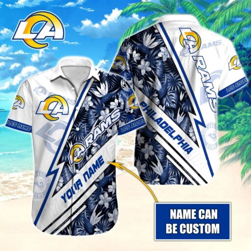 Personalized Hawaiian  Los Angeles Rams Lightning Floral Hawaiian Shirt