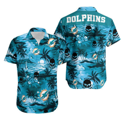Hawaiian Miami Dolphins Sunset Wave Hawaiian Shirt
