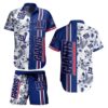 Hawaiian New York Giants Floral Stripe Hawaiian Shirt