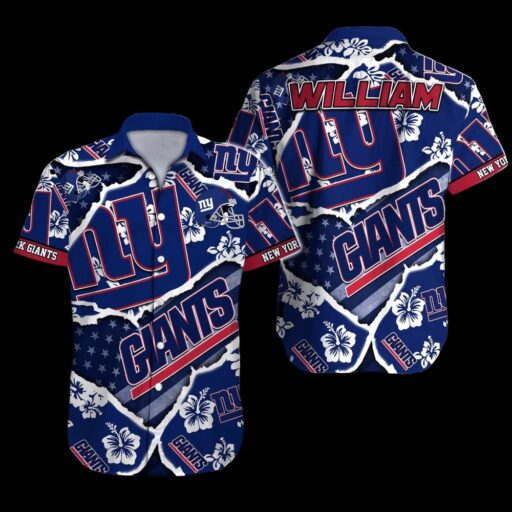 Personalized Hawaiian  New York Giants Retro Floral Hawaiian Shirt