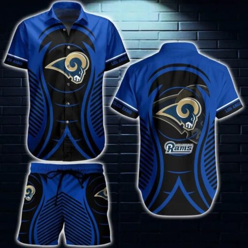 Hawaiian Los Angeles Rams Tribal Waves Hawaiian Shirt