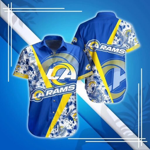 Hawaiian Los Angeles Rams Floral Stripe Hawaiian Shirt