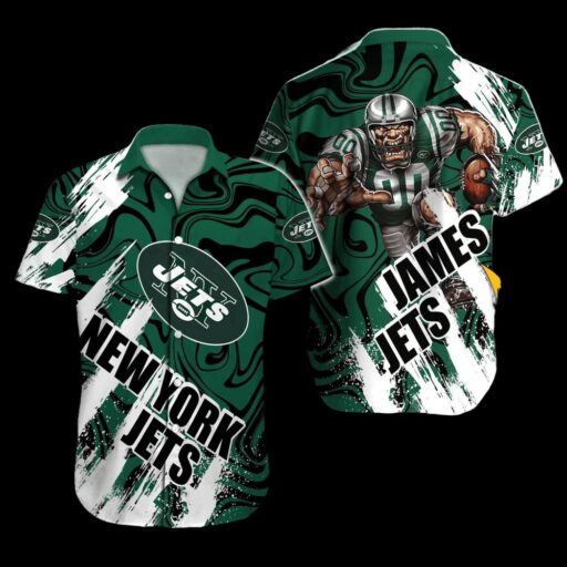 Personalized Hawaiian New York Jets Swirl Blitz Hawaiian Shirt
