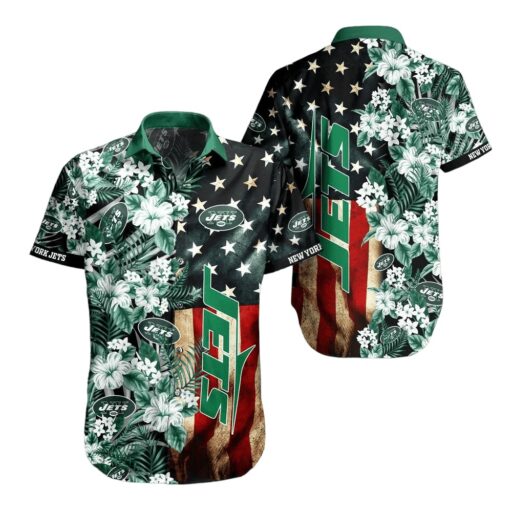 Hawaiian New York Jets Patriotic Floral Hawaiian Shirt