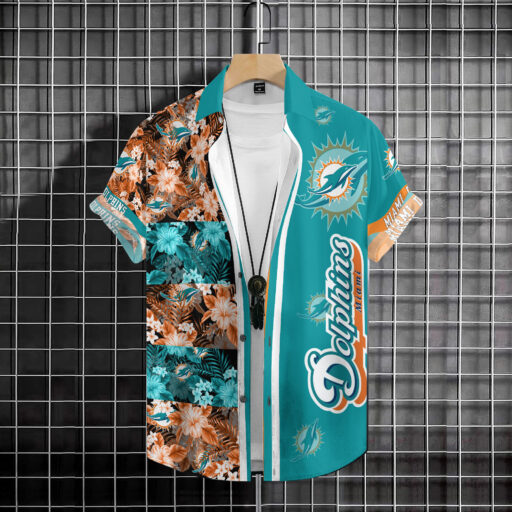 Hawaiian Miami Dolphins Tropical Mosaic Hawaiian Shirt