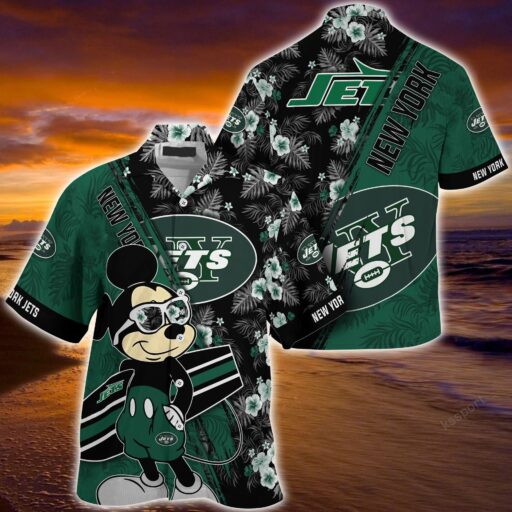 Hawaiian New York Jets Mickey Tropical Fun Hawaiian Shirt