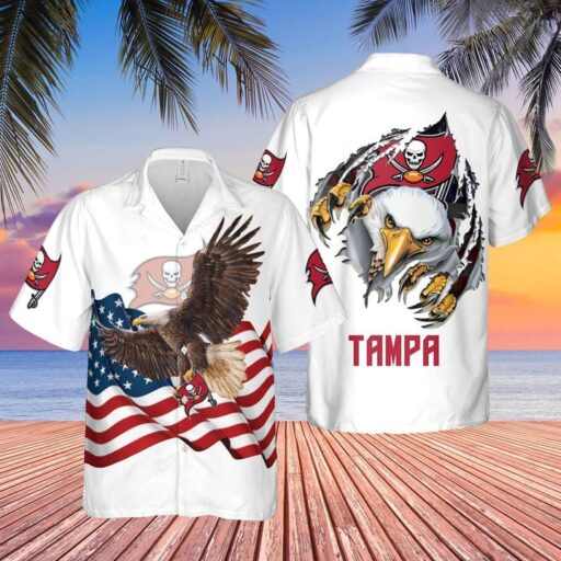 Hawaiian Tampa Bay Buccaneers Eagle American Flag Hawaiian Shirt