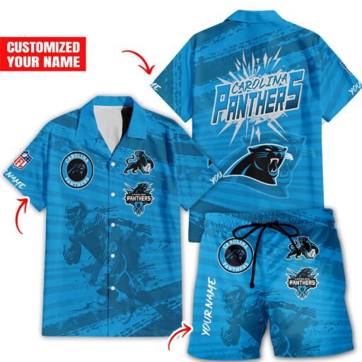 Personalized Hawaiian  Carolina Panthers Island Storm Aloha Shirt