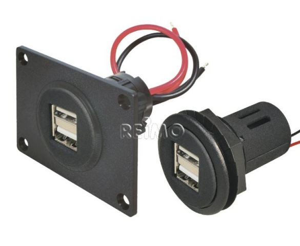 Product image: USB pistorasia uppoasennus  12/24V DC/ 5V 2x2.5A