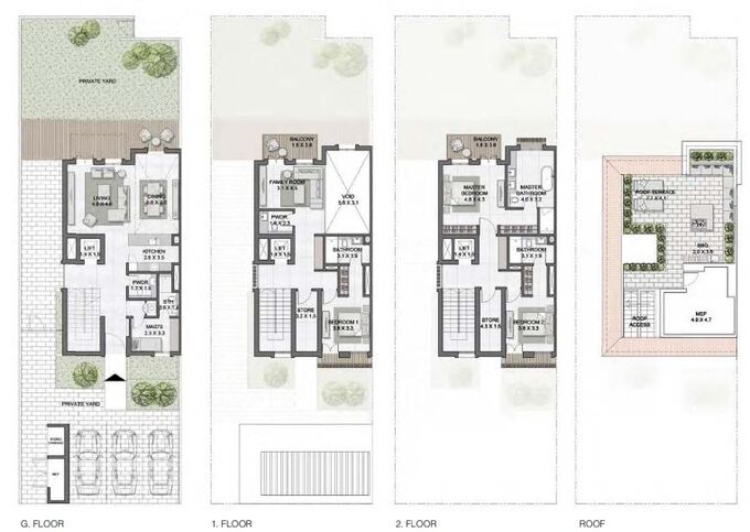 Floor plan of a Townhouses 3BR, 3859 ft2 in Sur La Mer, Dubai