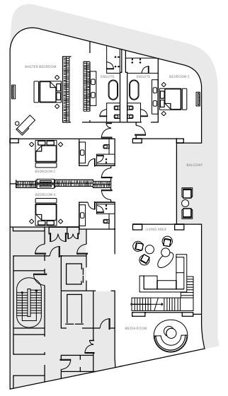 Planning of the apartment 4BR, 6367 ft2 in The Alef Residences, Dubai