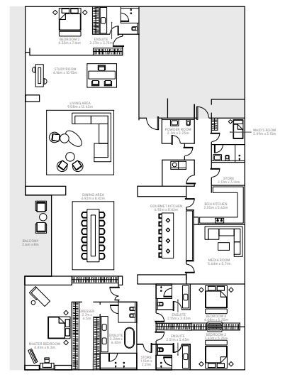 Planning of the apartment 4BR, 12976 ft2 in The Alef Residences, Dubai