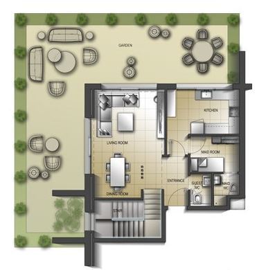 Planning of the apartment Duplexes, 2234.04 ft2 in Al Mamsha Apartments, Sharjah