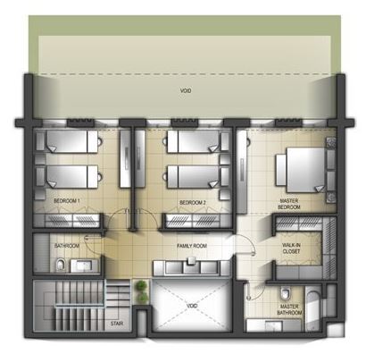 Planning of the apartment 3BR, 2710.99 ft2 in Al Mamsha Apartments, Sharjah