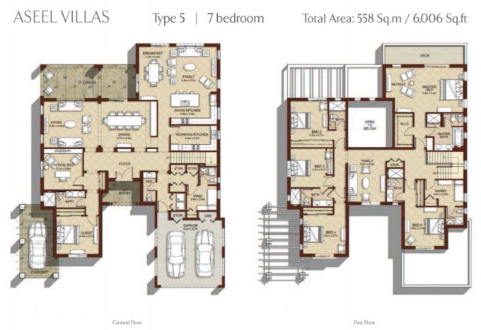 Planning of the apartment Villas 7BR, 6006 ft2 in Aseel Villas, Dubai