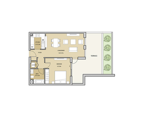 Planning of the apartment 1BR, 1026.23 ft2 in Mudon Views, Dubai