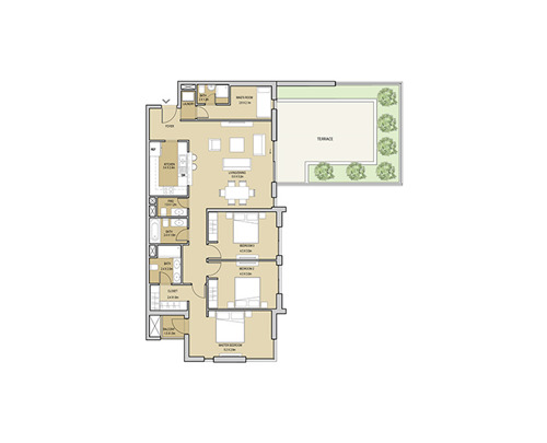 Planning of the apartment 3BR, 1942.45 ft2 in Mudon Views, Dubai