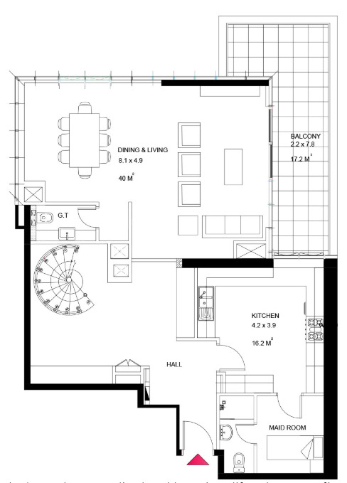 Floor plan of a 3BR, 2626 ft2 in Park View Tower, Dubai