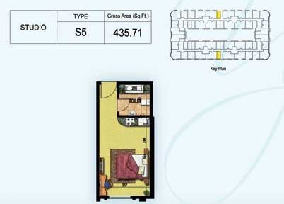 Planning of the apartment Studios, 435.71 ft2 in Ajman Uptown, Ajman