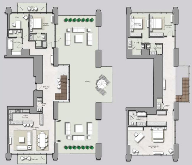 Floor plan of a 4BR, 6392 ft2 in Boulevard Heights, Dubai