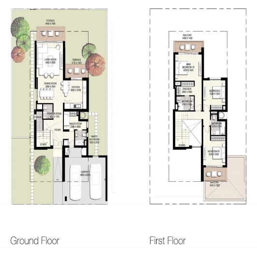 Floor plan of a Villas 3BR, 2804 ft2 in Golf Links Villas, Dubai