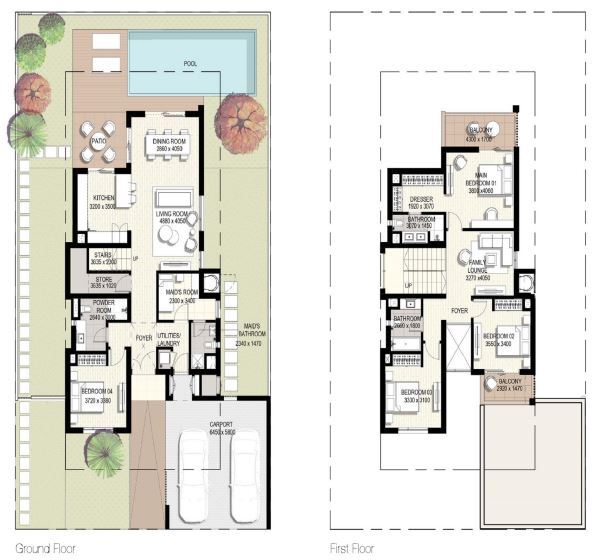 Floor plan of a Villas 4BR, 2953 ft2 in Golf Links Villas, Dubai