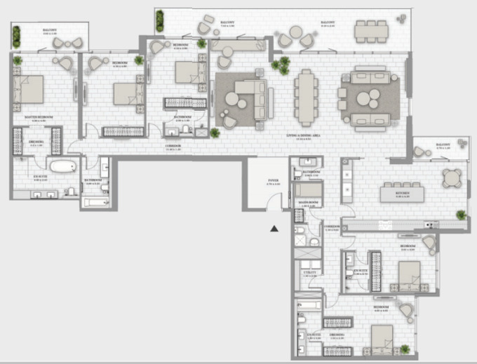 Planning of the apartment Penthouses, 4453 ft2 in La Vie, Dubai