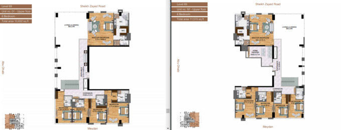 Planning of the apartment 6BR, 10832 ft2 in Al Habtoor City, Dubai