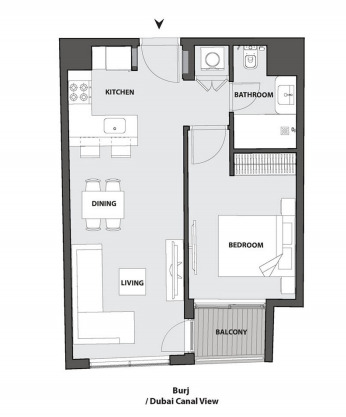 Planning of the apartment 1BR, 662.2 ft2 in 15 Northside, Dubai