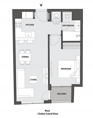 Planning of the apartment 1BR, 662.41 ft2 in 15 Northside, Dubai