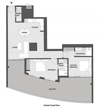 Planning of the apartment 2BR, 1569.06 ft2 in 15 Northside, Dubai