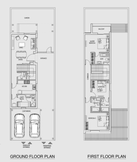 Floor plan of a Villas 3BR, 1768 ft2 in Zinnia, Dubai