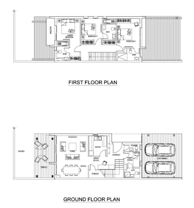 Floor plan of a Villas 3BR, 1624 ft2 in Zinnia, Dubai
