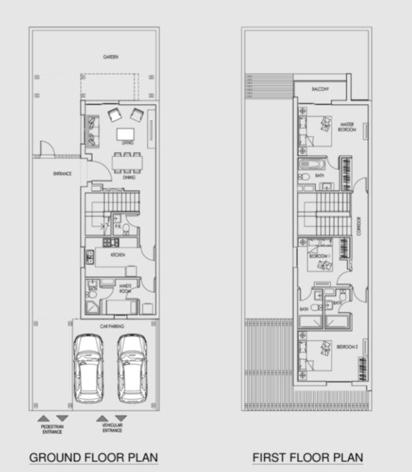Floor plan of a Villas 3BR, 1768 ft2 in Primrose, Dubai