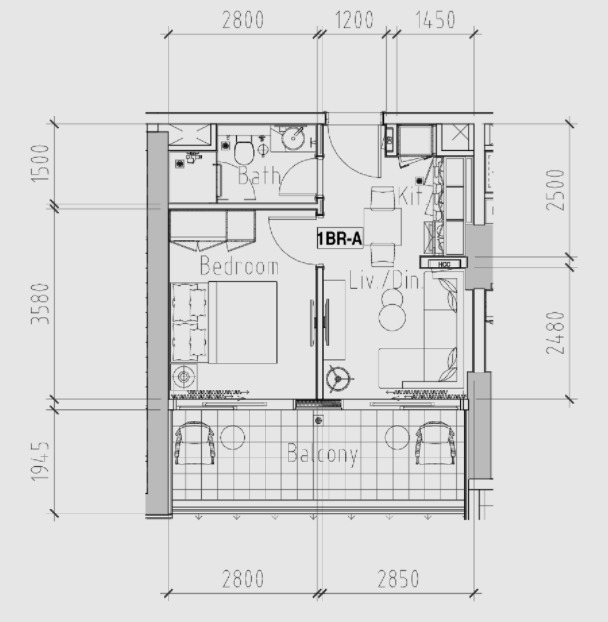 Floor plan of a 1BR, 466 ft2 in Reva Residences, Dubai
