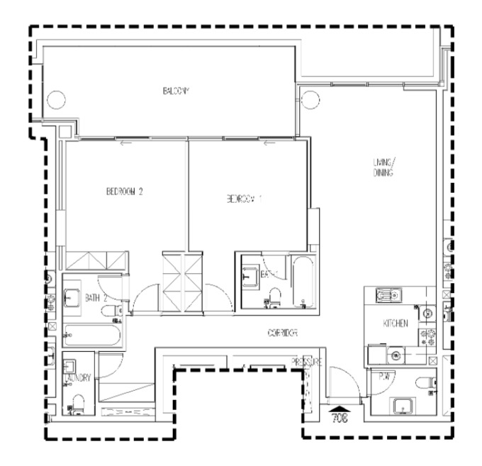 Planning of the apartment 2BR, 1487 ft2 in Orchid, Dubai