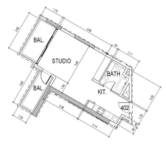 Planning of the apartment Studio, 568 ft2 in Viridis at Akoya Oxygen, Dubai