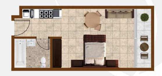 Planning of the apartment Studios, 551 ft2 in K1 Residence, Dubai
