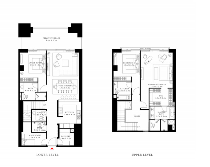 Floor plan of a 3BR, 2776 ft2 in Act One | Act Two, Dubai
