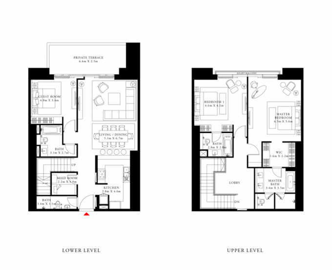 Floor plan of a 3BR, 2415 ft2 in Act One | Act Two, Dubai