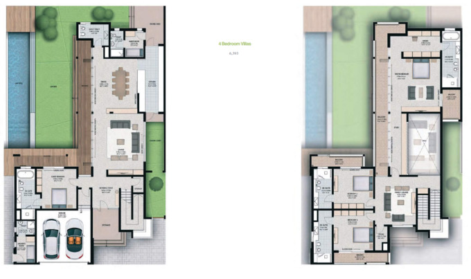 Floor plan of a 4BR, 6393 ft2 in Sobha Hartland Villas, Dubai