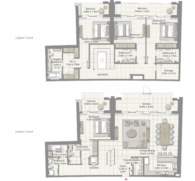 Planning of the apartment 4BR, 3526 ft2 in Harbour Views Apartments, Dubai