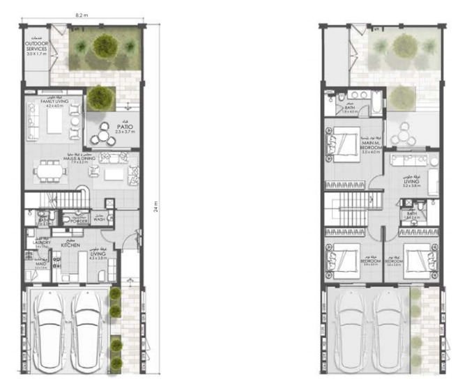 Planning of the apartment Villas 3BR, 2100 ft2 in Sharjah Sustainable City, Sharjah