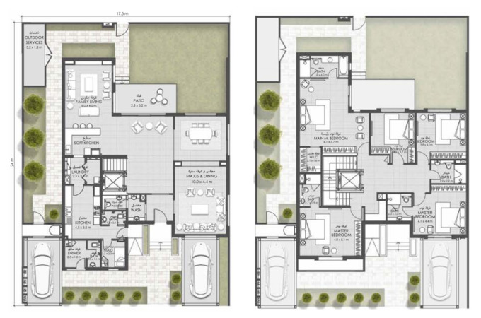 Planning of the apartment Villas 5BR, 4500 ft2 in Sharjah Sustainable City, Sharjah