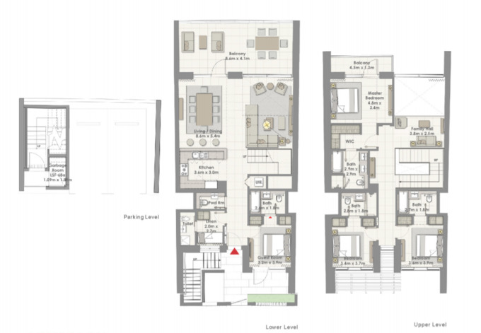 Planning of the apartment 4BR, 3477 ft2 in Harbour Views Apartments, Dubai